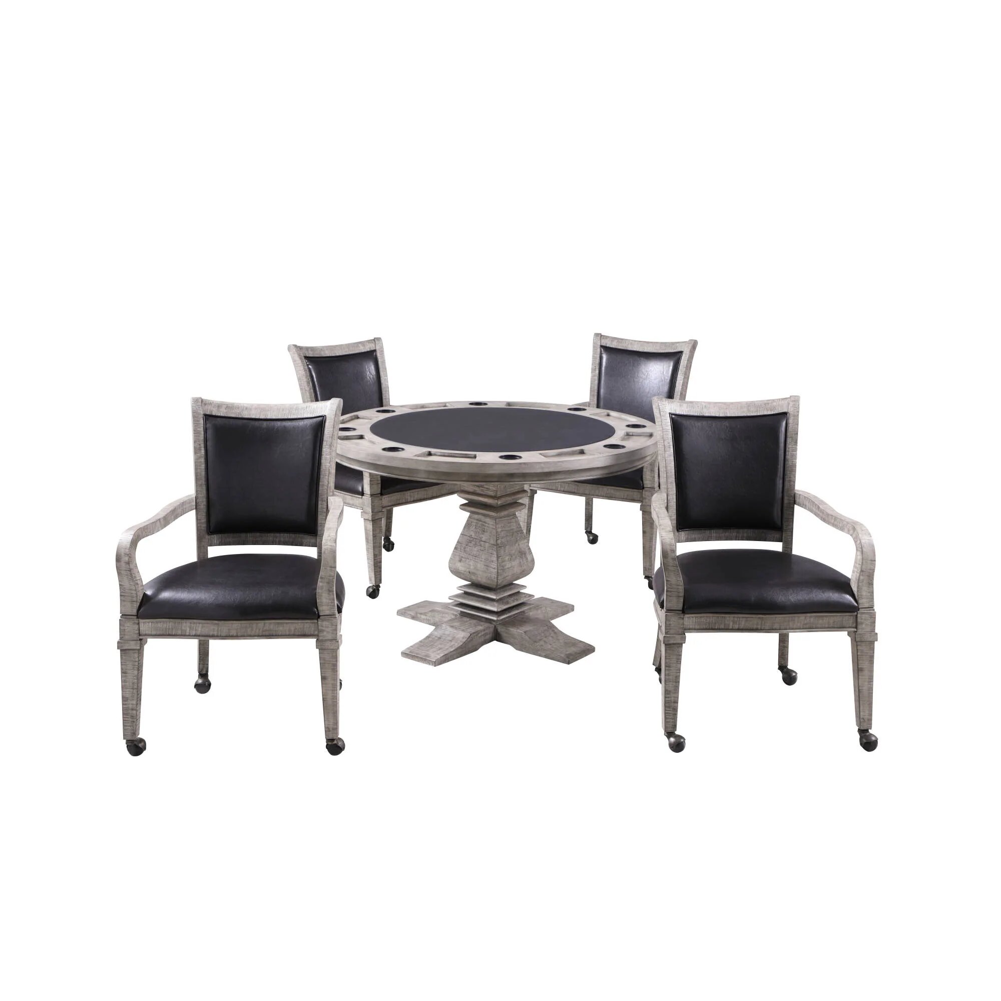 Montecito 48-in Poker Table and Dining Top with 4 Arm Chairs