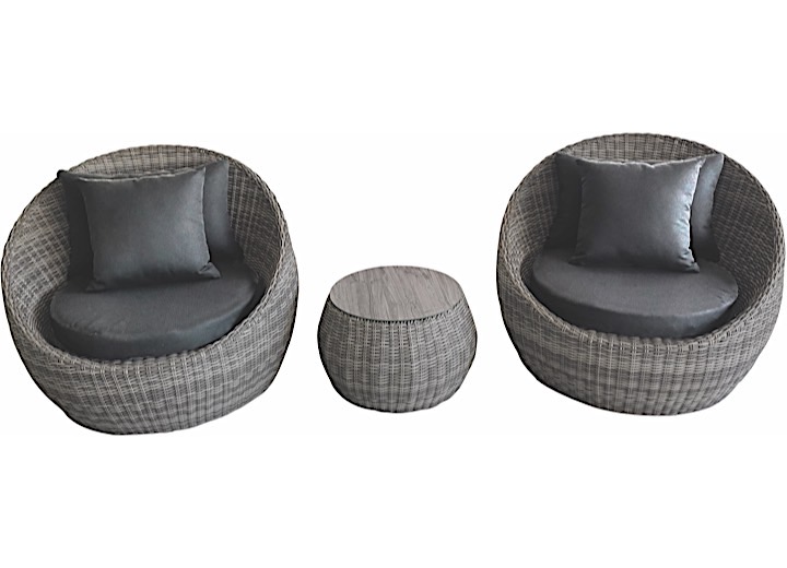 AllSpace 3 Piece Wicker Barrel Set - Dark/Medium Gray (450618PG) This wicker set is perfect for your patio or any backyard space. 