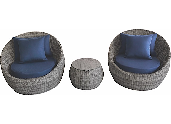 AllSpace 3 Piece Wicker Barrel Set - Navy (450618PN) This wicker set is perfect for your patio or backayrd space. 