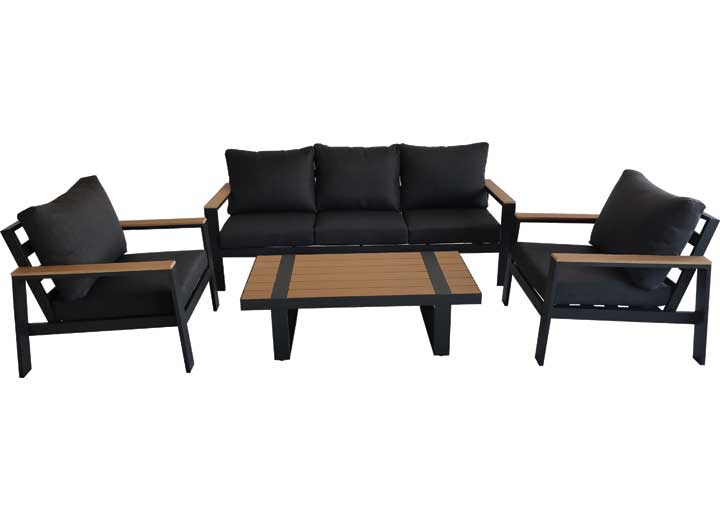AllSpace 4 Piece Aluminum Furniture Set - Black (450621P) This furniture set will add more beauty to your patio or backyard space. 