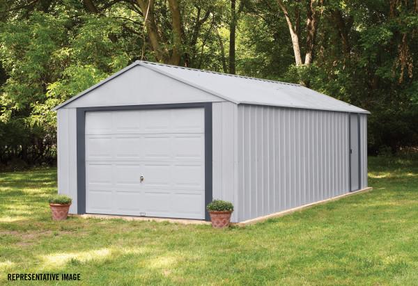 Arrow Vinyl Murryhill 12x17 Garage Steel Storage Shed Kit (BGR1217FG) This garage shed will give beauty to any outdoor setting. 