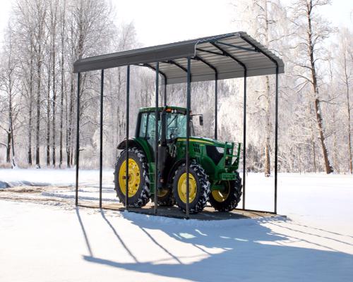 Arrow 14x20x14 Steel Auto Carport Kit - Charcoal (CPHC142014) Provide protection to your tractor. 
