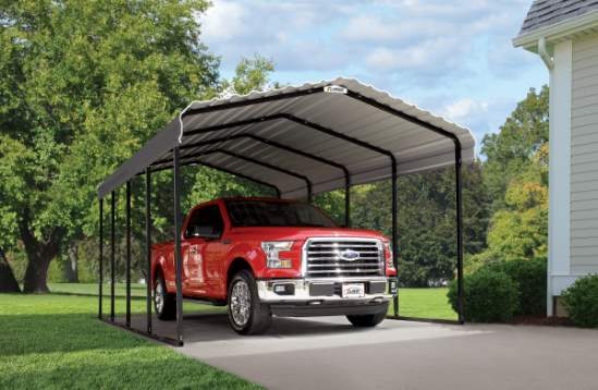 Arrow 12x24x9 Steel Auto Carport Kit  - Charcoal (CPHC122409) The best place to shade your vehicle from the sun. . 