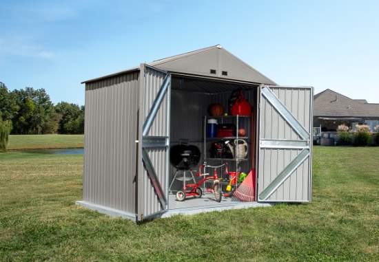 Arrow Elite 8x6 Metal Storage Shed Kit - Cool Grey (EG86CG) This shed is the best storage space for your lawn and garden tools.  