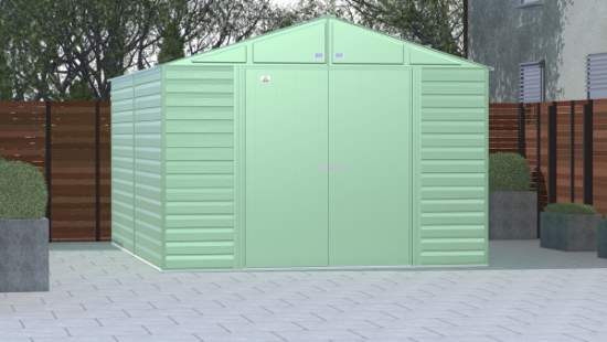Arrow 10x14 Select Steel Storage Shed Kit - Sage Green (SCG1014SG) This Select 10x14 will give you the storage space that you need. 