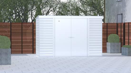 Arrow 10x4 Select Steel Storage Shed Kit - Flute Grey (SCP104FG) This Select 10x4 will give you the storage space that you need. 