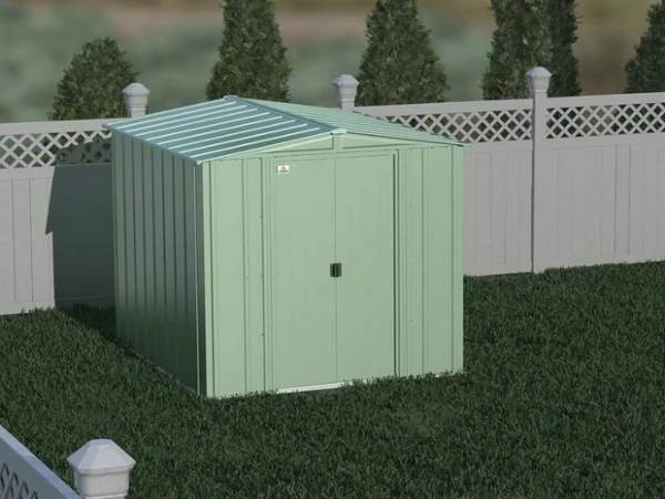 Arrow 6x7 Classic Steel Storage Shed Kit - Sage Green (CLG67SG) This shed is an ideal storage unit for your backyard. 
