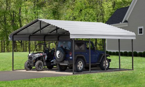 Arrow 20x24x7 Steel Auto Carport Kit - Eggshell (CPH202407) - Gives protection to your vehicles.
