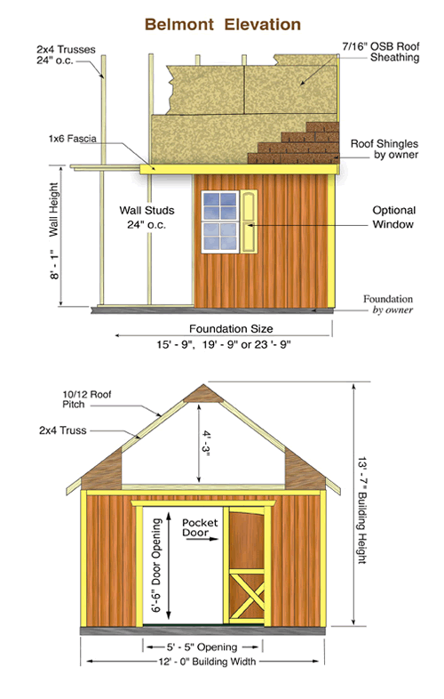 Best Barns Belmont 12x16 Wood Storage Shed Kit (belmont_1216)