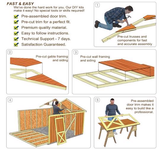 Best Barns Danbury 8x12 Wood Storage Shed Kit - All Pre-Cut (danbury_812) DIY Assembly No Skills Required 