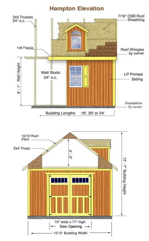 Best Barns Hampton 12x20 Wood Storage Shed Kit (hampton1220) Dimensions of the Shed 