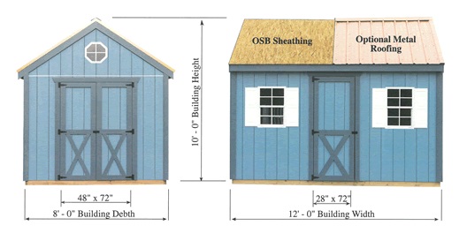 Best Barns Regency 8x12 Wood Storage Shed Kit (regency_812) Shed Elevation 