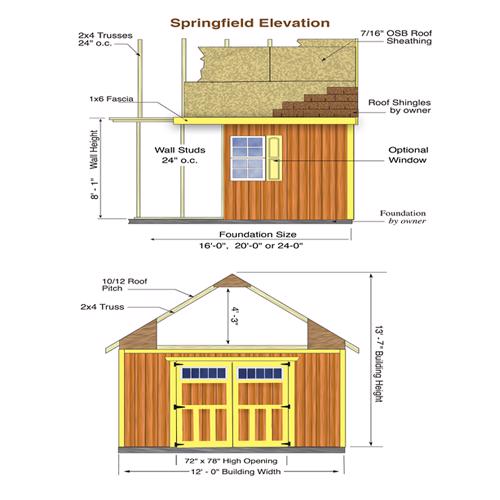 Best Barns Springfield 12x20 Wood Storage Shed Kit (springfield_1220) Shed Elevation