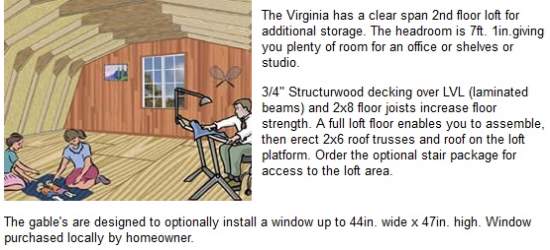 Best Barns Virginia 16x20 Wood Storage Shed Kit (virginia_1620) Loft 