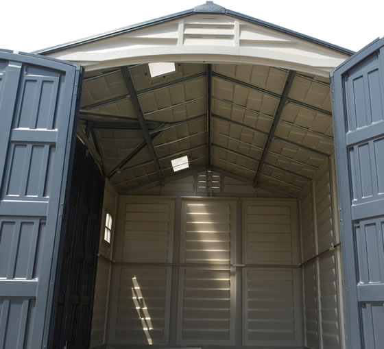 Duramax Apex Pro 15x8 Vinyl Storage Shed Kit w/ Double Doors (40116) This shed can be put in any backyard setting.