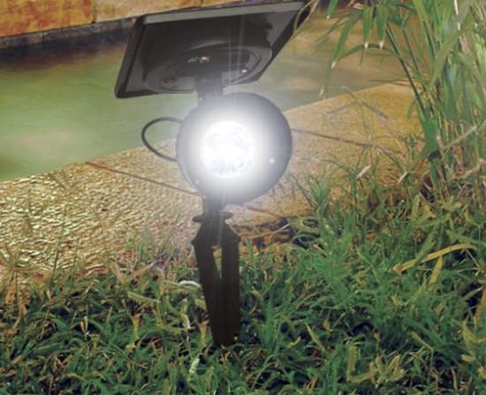 GamaSonic Progressive Solar Spotlight - Bright White LED (GS-103)  This spotlight does not require any electrical wiring. 