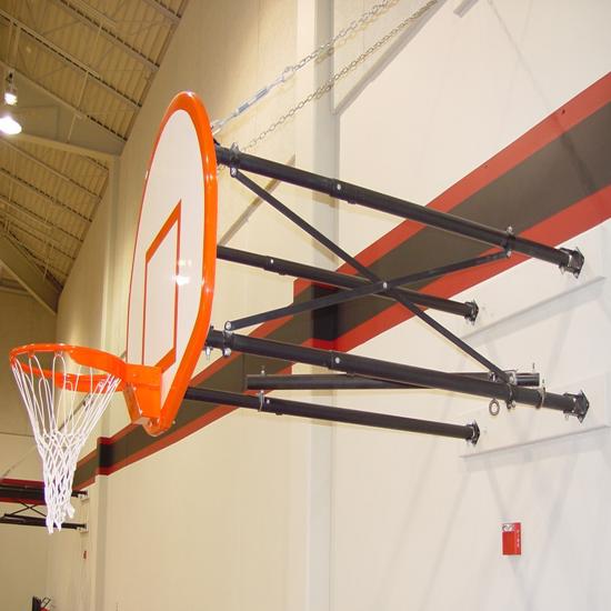 Gared Side-Fold Wall Mount Basketball Backstop, 9'-12'L (2500-9120) This wall mount is a perfect addition to your indoor ground. 