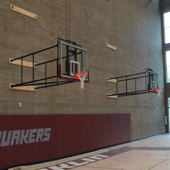 Gared Side Fold Wall Mount Package, 9'-12'L (2500-9124A) Enjoy your indoor basketball training in this side fold wall mount package. 