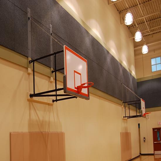 Gared Side-Fold Wall Mount Basketball Backstop, 6'-9'L (2500-6094) 