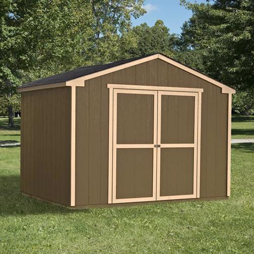 Handy Home Cumberland 10x8 Wood Storage Shed w/ Floor (18282-2) This wood shed is a perfect addition to your backyard space. 