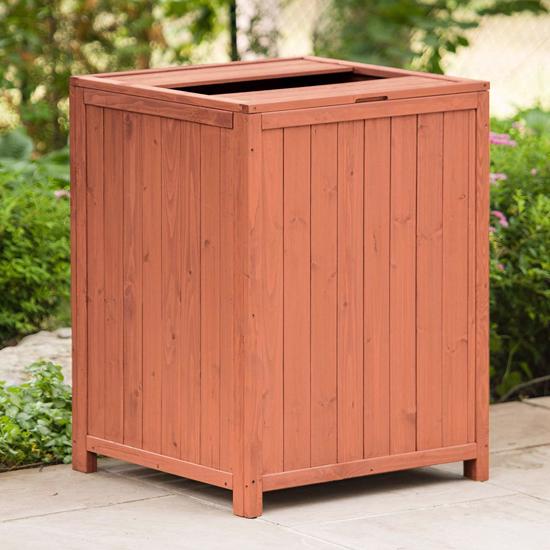 Leisure Season Patio Trash Receptacle Storage Shed (TR6565) This receptacle is weather resistant, decay resistant and UV resistant. 