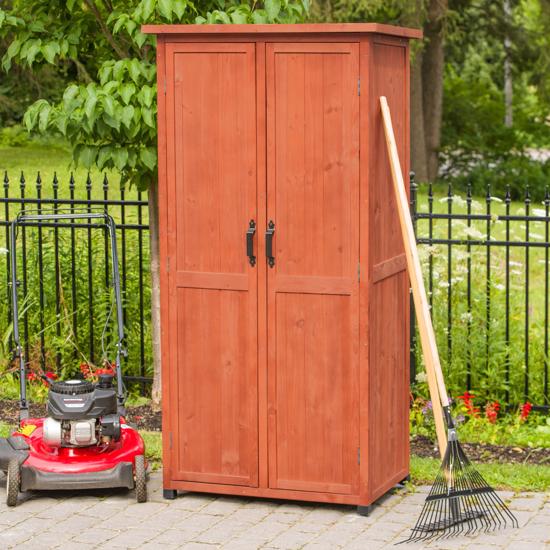Leisure Season Vertical Storage Shed (VSS3005) Ideal storage for your lawn mower and rakes.  