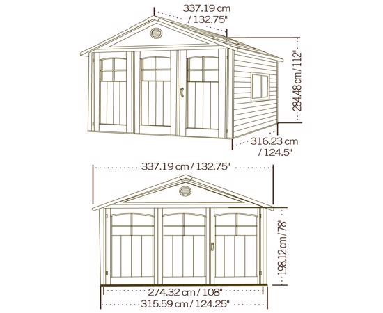 Lifetime 11x11 ft Storage Shed Kit with Tri-Fold Doors (60187) -  Dimensions