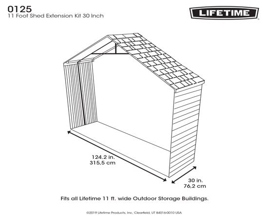 Lifetime 11x2.5 ft Storage Building Expansion Kit (0125) - Perfest extension for your Lifetime 11foot sheds