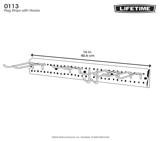 Lifetime 16 in. Accessory Peg Strips with 10 Tool Hooks  2 Strip Pack (0113) - Ideal for lifetime sheds.