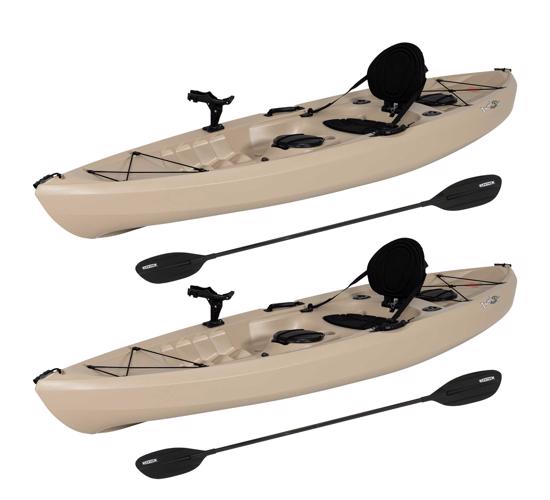 Lifetime 2-PACK Tamarack Angler 10 ft Fishing Kayaks w/ Paddles - Tan (90806) - Best fishing Kayak  in the market 