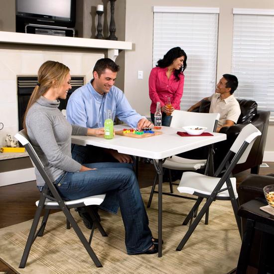 Lifetime 37-inch Square Fold-In-Half Table 2 pack - White Granite (80884) This chair is ideal for your indoor use.