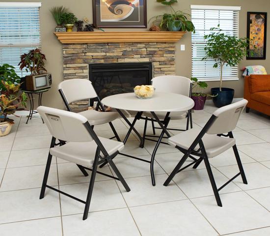 Lifetime 4-Pack Commercial Contoured Folding Chairs - Putty (80186) - Designed for comfort and built for durability.