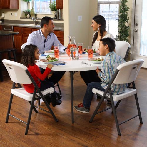 Lifetime 48-inch Round Fold-In-Half Table 2 pack - White Granite (80886) This chair is perfect for a family of 4. 