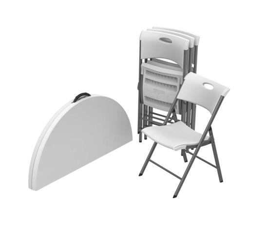 Lifetime 48 In. Round Fold-In-Half Table And Chair Set - White Granite (80411) -  Ideal for crafts, parties and your next family gathering.