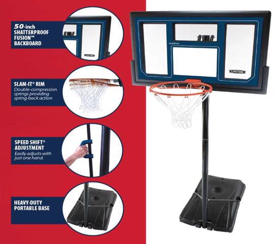 Lifetime 50 in. Courtside Portable Basketball Hoop (1529) - Enjoy hours of fun with friends and family in the comfort of your own home.