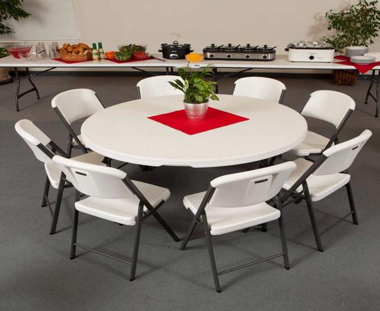 Lifetime 60-Inch Round Commercial Stacking Folding Table - Almond (280435) - Ideal for family gatherings and other business events.