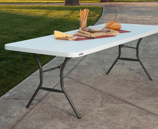 Lifetime 6 ft. Light Commercial Fold-In-Half Table with Handle (25011) - Ideal for indoor and outdoor use.