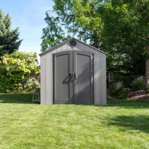 Lifetime 8x10 Rough Cut Outdoor Storage Shed Kit w/ Floor - Storm Dust (60356) This shed is a perfect addition to any backyard setting. 