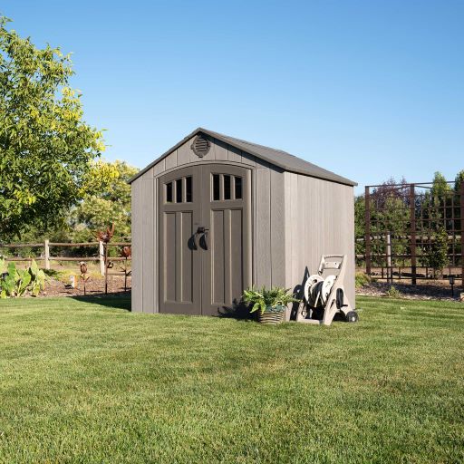 Lifetime 8x7.5 Rough Cut Outdoor Shed Kit with Floor (60370) This shed is a perfect addition to any backyard setting. 