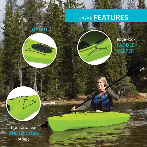 Lifetime Revel 103 Sit-In Kayak  - Lime Green (90766) Kayak Features 