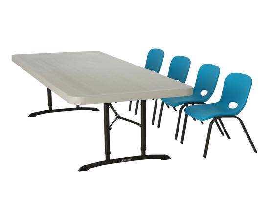 Lifetime Children's Chairs and Table Combo - 1 6ft table, 4 blue chairs (80521) - Great for variety of projects. 