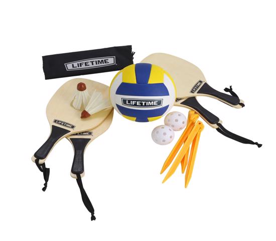 Lifetime Driveway Volleyball / Badminton Kit (90541) - Enjoy a game of tennis, volleyball, badminton, or pickleball