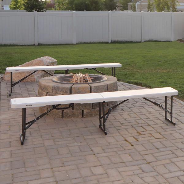 Lifetime 6-Foot Fold-In-Half Bench 2 pack - Almond (80843) This fold-in-half bench is ideal to your patio.