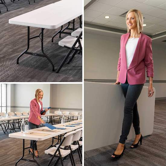 Lifetime 4- Pack 6 ft. Commercial Folding Table - Almond (42900) Perfect for your work and school seminar, or meetings. 