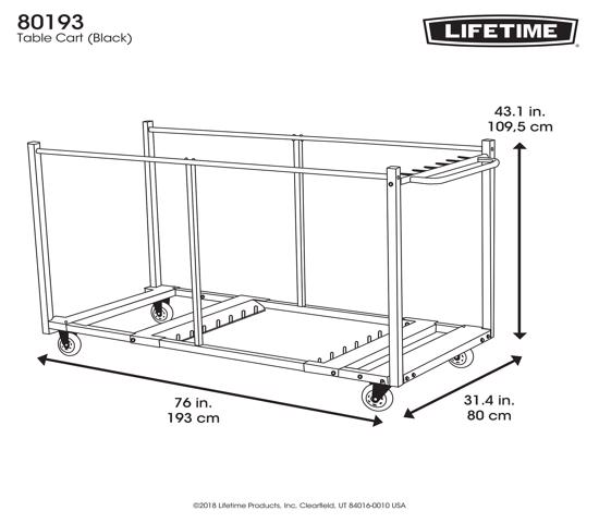 Lifetime Heavy-Duty Table Cart - holds 8-12 tables (80193) -  For convenient and easy transport of tables. 