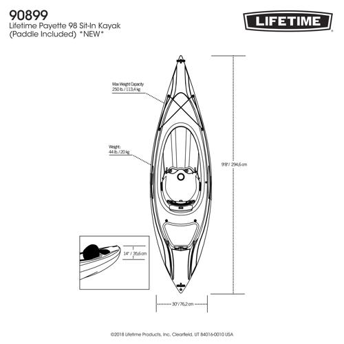 Lifetime Payette kayak dimension