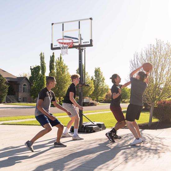 Lifetime 54-inch Tempered Glass Adjustable Portable Basketball Hoop (90734) This basketball hoop will definitely makes you and your friends enjoy your basketball game. 