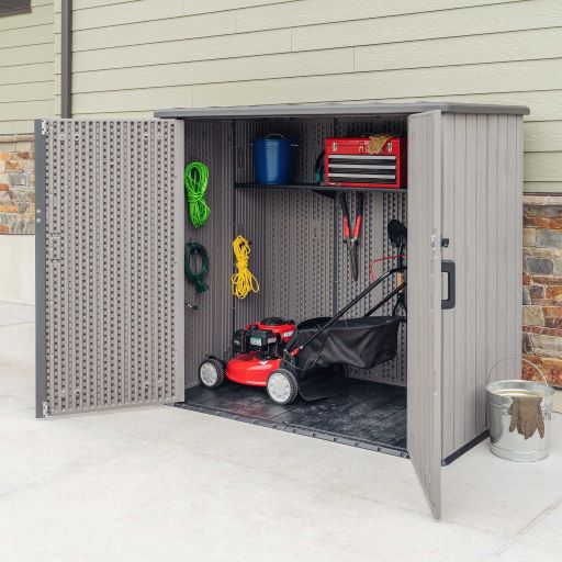 Lifetime 6x3 Utility Storage Shed Kit - Storm Dust (60331U) This utility shed will help you organize your lawn and garden tools.