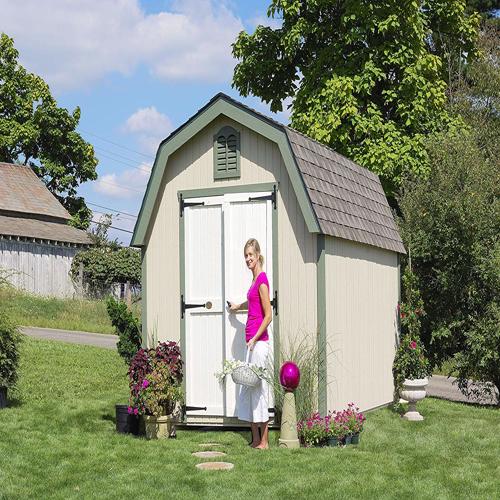 Little Cottage Company Colonial Greenfield 12x16 Storage Shed Kit (12x16 GCGS-WPNK) Made from high quality composite materials. Its trim and siding is 98% primed. 