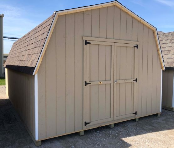 Little Cottage Co. 8x12 Value Gambrel Wood Shed Kit w/ 4' Sidewall (8x12 VGB-4-WPC) This wood shed is a perfect addition to your backyard. 